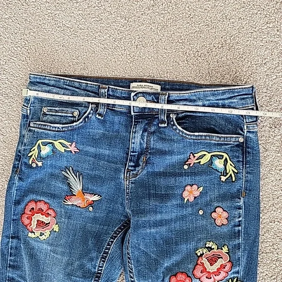 Zara women's floral boot cut jeans - Picture 11 of 12